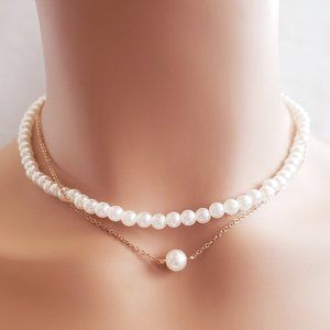 Layered Pearl Gold Necklace